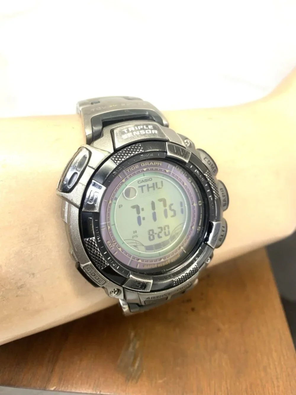 Casio Pro Trek Men's Watch PRG130T Solar Triple Sensor Digital Titanium 3135